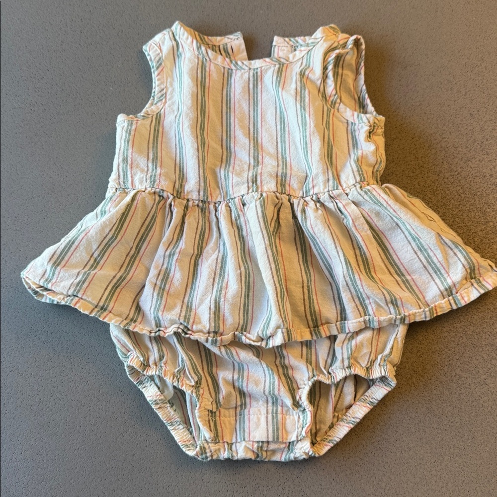 Little Planet by Carter’s Organic Cotton Baby Bubble Romper Dress Striped 18M